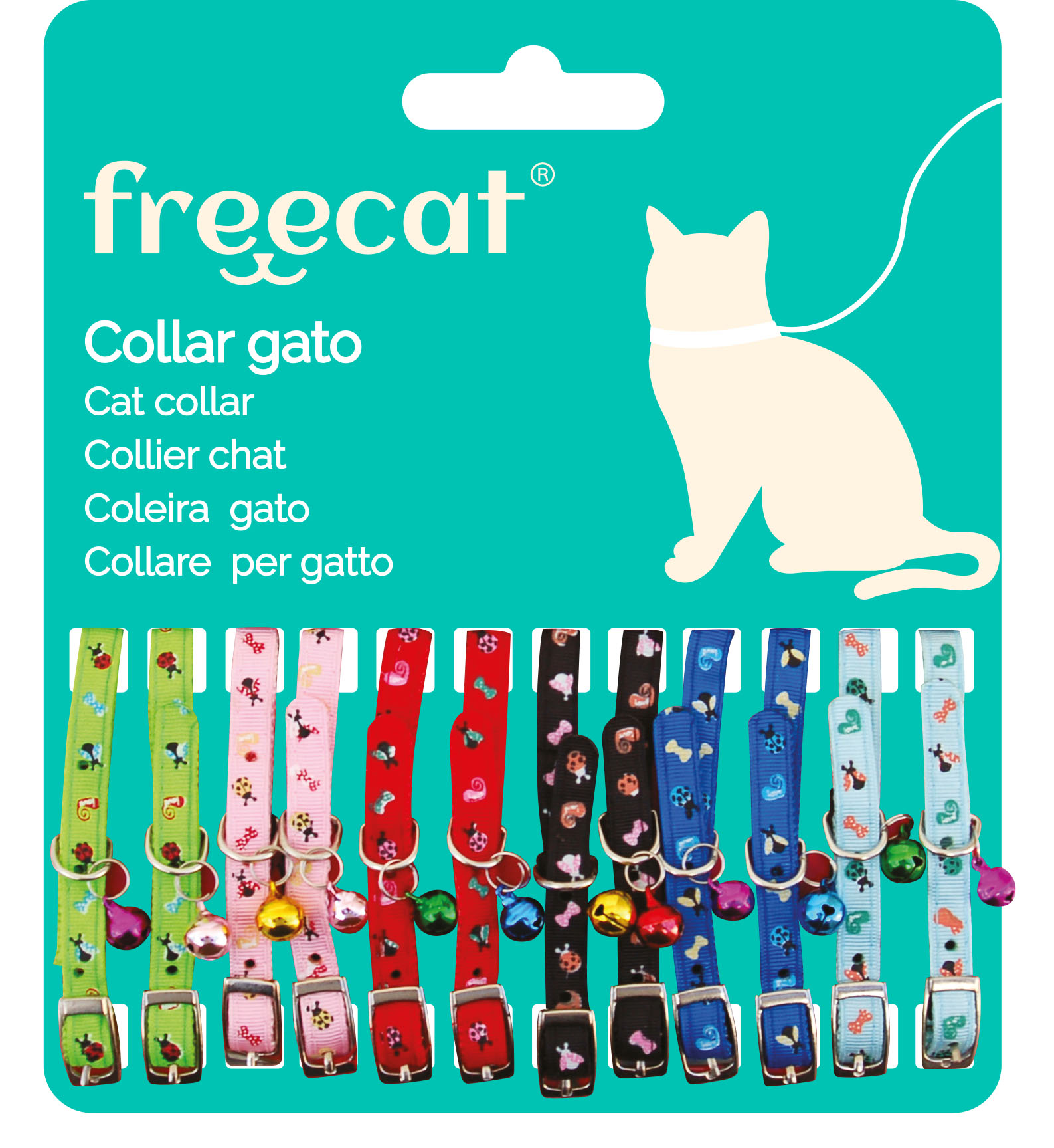 13.Expositor 12 collares para gatos con cascabel